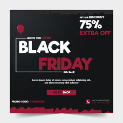 Black Friday sale banner set. Social media post and web ads design template