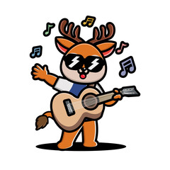 Cute Deer playing guitar