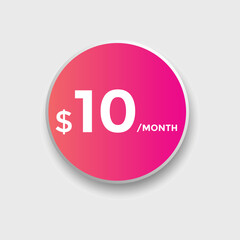 10 dollar price tag. Price $10 USD dollar only Sticker sale promotion Design. shop now button for Business or shopping promotion
