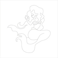 funny mermaid coloring page for kids