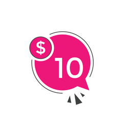 10 dollar price tag. 10$ dollar USD price symbol. price 10 Dollar sale banner in USD. Business or shopping promotion marketing concept
