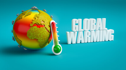 Erderwärmung - Klimawandel - Zeit zu handeln - Globale Erwärmung - Kontinente vertrocknen - Weltmeere erhitzen - obrazy, fototapety, plakaty