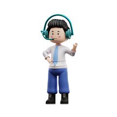 male student headset 3d rendering