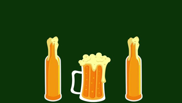 octoberfest beer festival with glass of beer with foam, pretzel loaf and wheat ears for october fest holiday