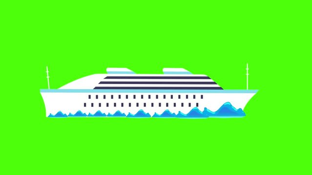 holiday cruise sailing over the waves of ocean with different types of waves animation