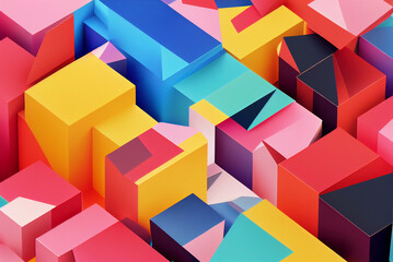 Obraz premium Colorful mosaic covers design. Minimal geometric pattern gradients.square colorful illustration background.modern digital art paper cut.trendy colorful block abstract graphic pattern triangle dynamic.