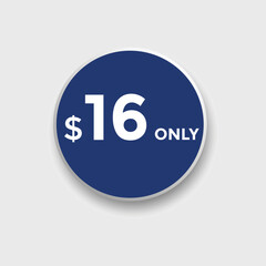 16 dollar price tag. 16$ dollar USD price symbol. price 16 Dollar sale banner in USD. Business or shopping promotion marketing concept
