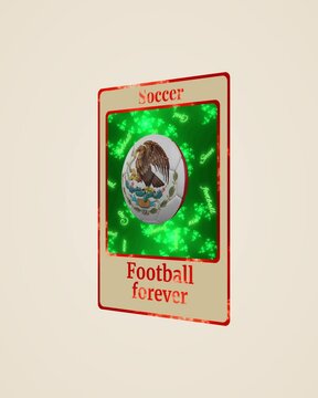  Mexico soccer ball on a 3d card