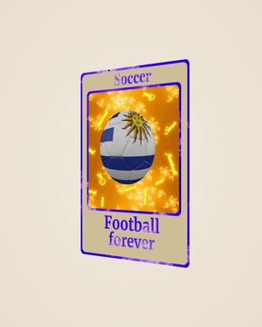 Uruguay soccer ball on a 3d card