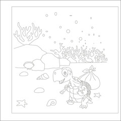 funny tortoise coloring page for kids