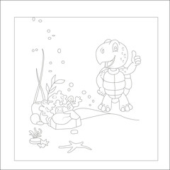 funny tortoise coloring page for kids