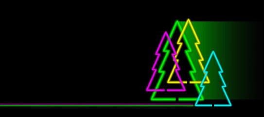 Christmas tree, Fluorescent style, Design element, fluorescent lighting