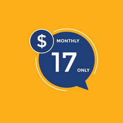 17 dollar price tag. 17$ dollar USD price symbol. price 17 Dollar sale banner in USD. Business or shopping promotion marketing concept
