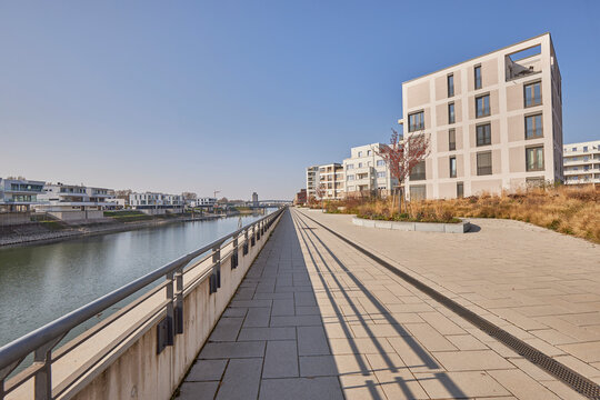 Cityscape of New Buildings in Luitpoldhafen in Ludwigshafen, Germany