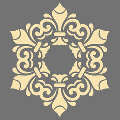 Oriental gray and golden vector ornament with arabesques and floral elements. Traditional classic ornament. Vintage pattern with arabesques