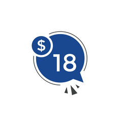 Monthly 18 Dollar price tag or sticker. eighteen dollars sales tag. shopping promotion marketing concept. sale promotion Price Sticker Design
