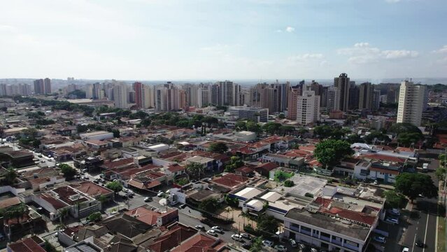 Ribeir&atilde;o Preto, S&atilde;o Paulo, Brazil - Circa June 2022: Aerial image of the city of Ribeirao Preto. Av. Nove de Julho