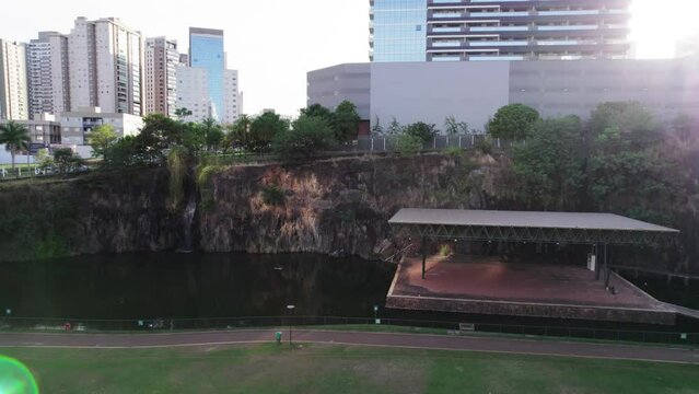 Ribeir&atilde;o Preto, S&atilde;o Paulo, Brazil - Circa June 2022: Aerial image of Luis Carlos Raya Park.