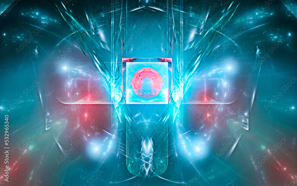 Aufkleber digital illustration abstract image generated fractal background image wallpaper pattern of various geometric shapes and lines of various colors for computer graphics or web design