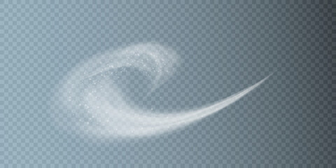 Realistic swirl shape steam smoke set. White smoke waves of hot drink, coffee, cigarettes, tea or food. Fog flow swirl layout.