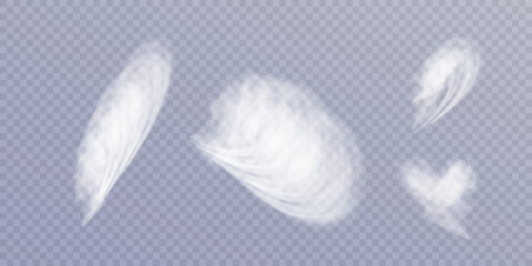 Translucent clouds on a transparent background. Nebula texture effect.