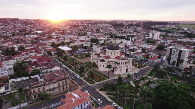 Batatais, Sao Paulo, Brazil - Circa June 2022: Aerial image of Batatais city