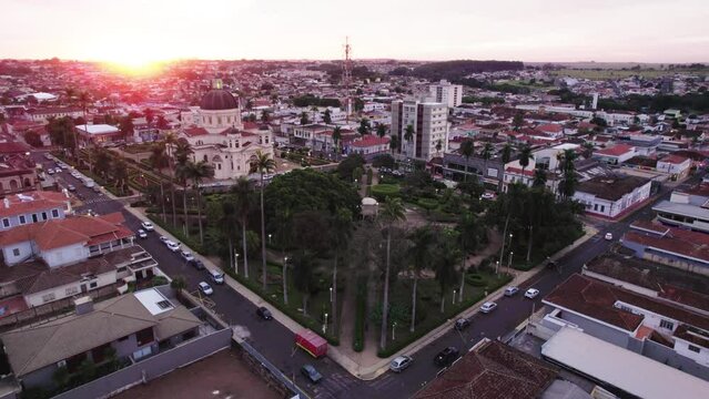 Batatais, Sao Paulo, Brazil - Circa June 2022: Aerial image of Batatais city