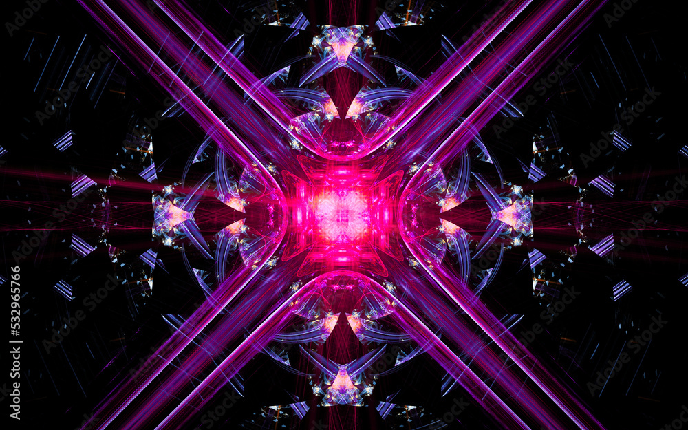 Aufkleber digital illustration abstract image generated fractal background image wallpaper pattern of various geometric shapes and lines of various colors for computer graphics or web design