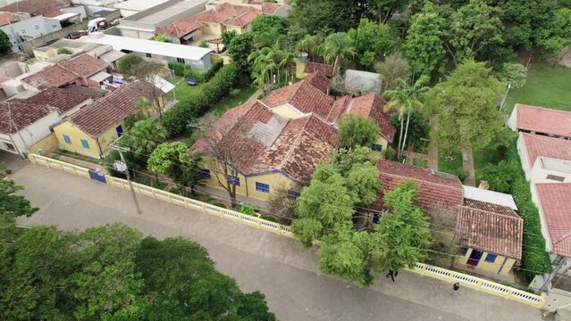 Batatais, S&atilde;o Paulo, Brazil - Circa June 2022: Aerial image of the city of Batatais, Parish Church of the city.