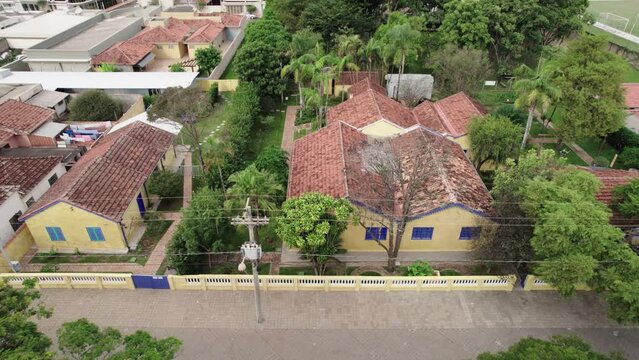 Batatais, S&atilde;o Paulo, Brazil - Circa June 2022: Aerial image of the city of Batatais, Parish Church of the city.