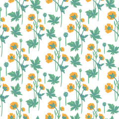 Vector Graceful Art Nouveau Flowers Bouquets of Convolvulus, Briar, Lotus, Lilac and Ranunculus