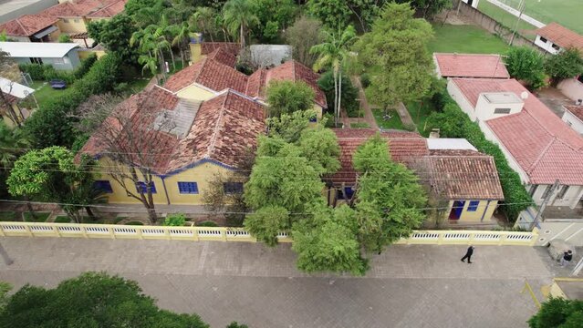 Batatais, S&atilde;o Paulo, Brazil - Circa June 2022: Aerial image of the city of Batatais, Parish Church of the city.