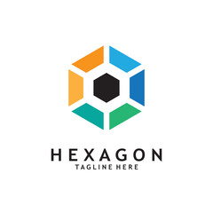 Fototapeta premium abstract hexagon logo vector illustration template