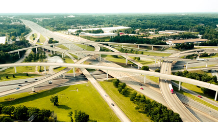 Spaghetti junction in the city of Atlanta, seen from the air