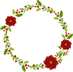 christmas poinsettia flower minimal wreath