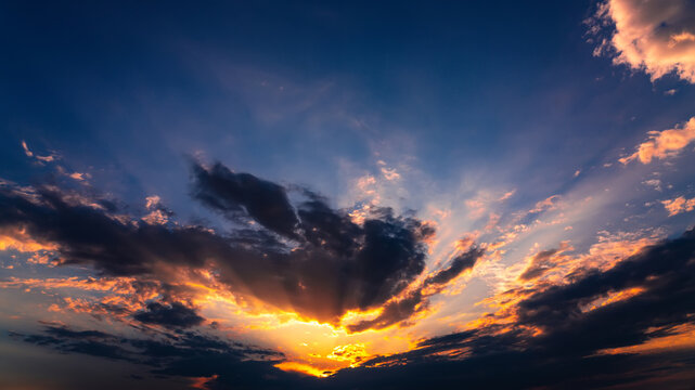 Beautiful sunset sky with clouds