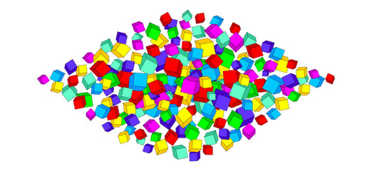 Colorful vector art background with 3d cubes. Rainbow illustration postcard, poster, flyers, cards. Colorful glamour backdrop for celebration. Funny love template. Valentines.