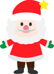 cartoon santa claus and christmas tree decorations with gifts winter holiday design elements isolated white