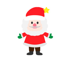 cartoon santa claus and christmas tree decorations with gifts winter holiday design elements isolated white