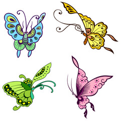 assortment of fanciful butterflies in Asian style