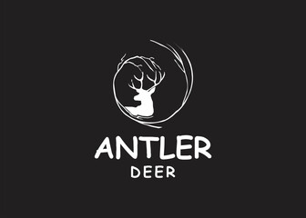 antler deer animal logo design vector illustration