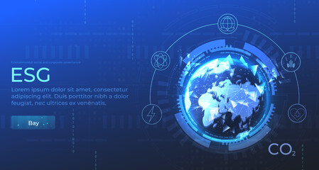 Ecological social and management concept. Development by the company of a strategy for the conservation of nature and the solution of environmental problems. Save the earth, ecology. 