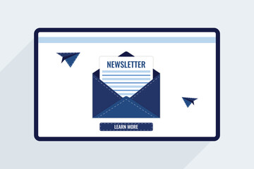 Newsletter on a tablet. Vector illustration