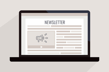 Newsletter in the computer. Vector illustration