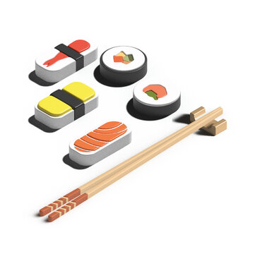3D sushi illustration vector