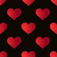 Fototapeta na wymiar Seamless pattern. Red Heart. Vector illustration of bright hearts on black background. Valentine Day. For holydays designs, greeting cards, holiday prints, designer packaging, stylish textiles, etc.