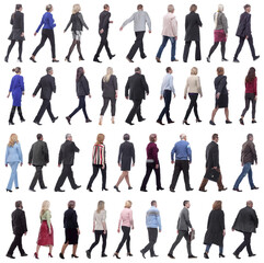 group of successful business people in motion isolated