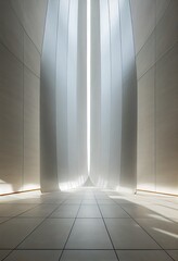 Interior shot of a modern contemporary futuristic chapel, 3d render