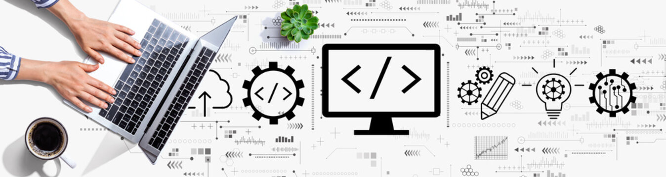 Web development concept with person using a laptop computer