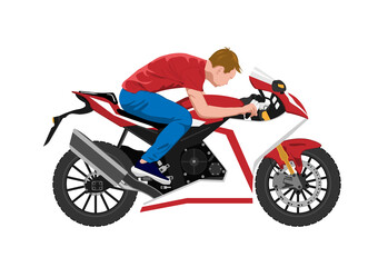 Fototapeta na wymiar man riding motorcycle vector illustration white background